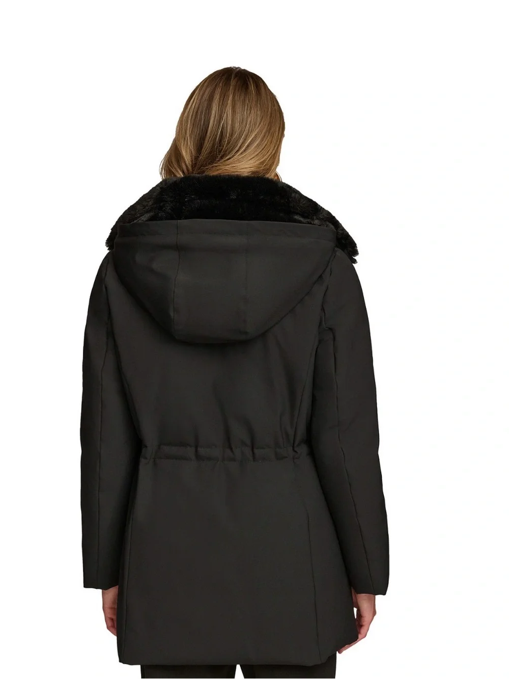 NWT Donna Karan Women's Faux-Fur-Collar Short Puffer Coat. MEDIUM. Black. $259